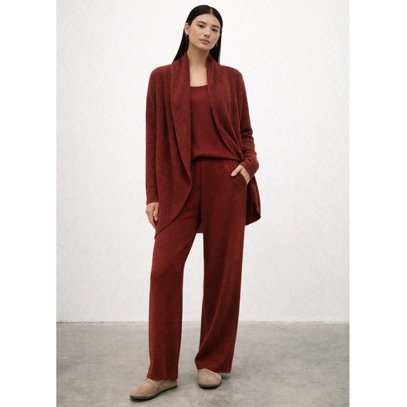 Barefoot Dreams CozyChic Lite Circle Lounge Cardigan Rosewood Rust Red Women’s M - Picture 3 of 11